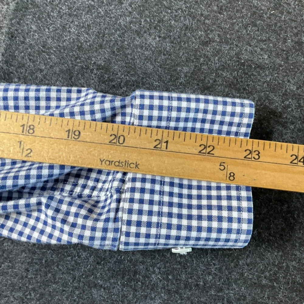 Banana Republic Shirt Mens Small S Navy Blue Cotton Gingham Slim Fit Long Sleeve
